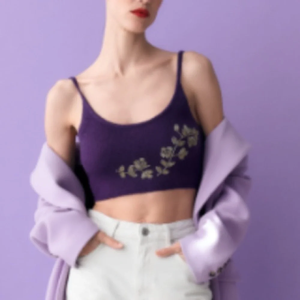 🔥 10 for $100 🔥 Zara beaded knit crop top wool blend purple - Picture 1 of 9